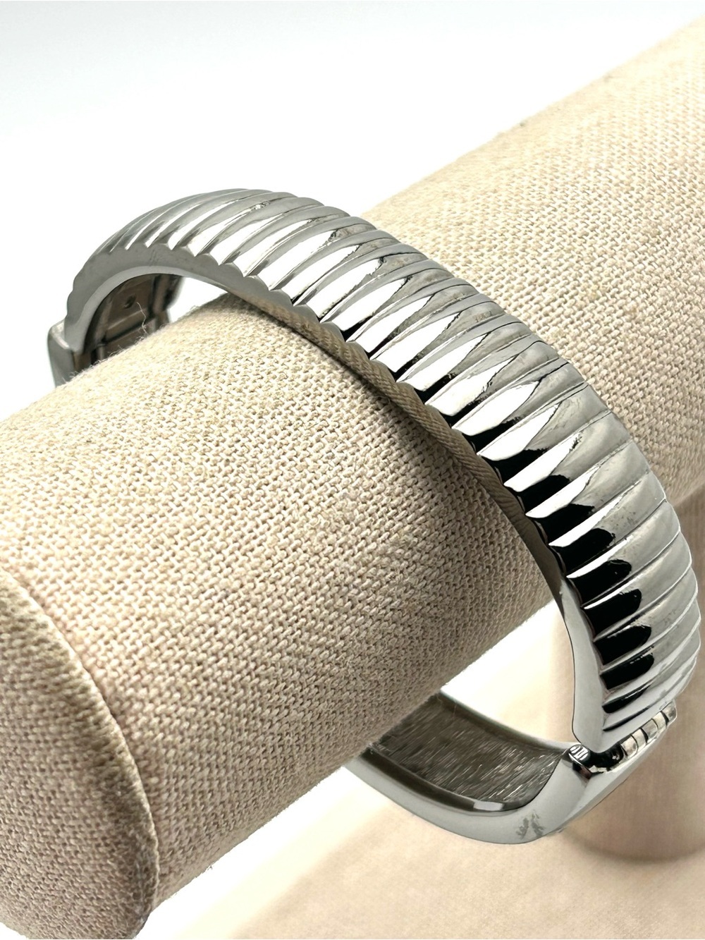 Swarovski Crystal Black and Clear Baguette Gunmetal Hinged Bangle Bracelet - Picture 2 of 5